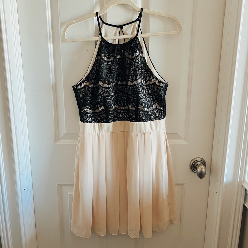 Black Lace and Cream Formal Dress